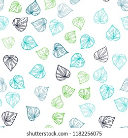 Dark Blue, Yellow vector seamless natural artwork with leaves. Colorful illustration in doodle style with leaves. Template for business cards, websites.