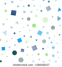 Dark Blue, Yellow vector seamless template with crystals, circles, squares. Abstract gradient illustration with circles, triangles, cubes. Pattern for design of window blinds, curtains.