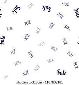 Dark Blue, Yellow vector seamless template with 30%, 40%, 50% selling. Colored words of sales with gradient on white background. Backdrop for super sales on Black Friday.