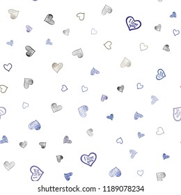Dark Blue, Yellow vector seamless cover with Shining hearts. Blurred decorative design in doodle style with hearts. Pattern can be used for valentine's ad, booklets.