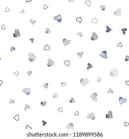 Dark Blue, Yellow vector seamless background with hearts. Decorative shining illustration with hearts on abstract template. Design for ad, poster, banner of Valentine Day.