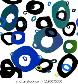 Dark Blue, Yellow vector seamless backdrop with dots, spots. Illustration with set of shining colorful abstract circles. Pattern for design of window blinds, curtains.