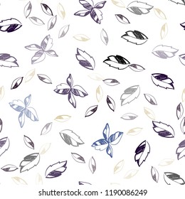 Dark Blue, Yellow vector seamless doodle layout with leaves. Creative illustration in blurred style with leaves. Pattern for trendy fabric, wallpapers.