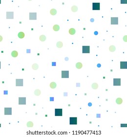 Dark Blue, Yellow vector seamless template with spots, rectangles. Abstract backdrop with colorful circles, rectangles. Design for textile, fabric, wallpapers.