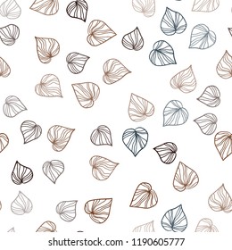 Dark Blue, Yellow vector seamless elegant pattern with leaves. Colorful abstract illustration with leaves in doodle style. Pattern for design of window blinds, curtains.