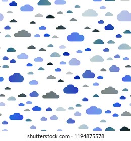 Dark Blue, Yellow vector seamless template with sky, clouds. Illustration in abstract style with colorful clouds. Design for textile, fabric, wallpapers.