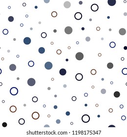 Dark Blue, Yellow vector seamless template with circles. Glitter abstract illustration with blurred drops of rain. Template for business cards, websites.