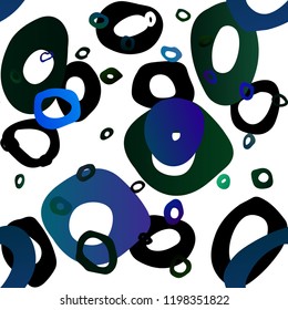 Dark Blue, Yellow vector seamless pattern with spheres. Blurred decorative design in abstract style with bubbles. Pattern for design of fabric, wallpapers.