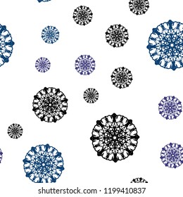 Dark Blue, Yellow vector seamless pattern with christmas snowflakes. Shining colored illustration with snow in christmas style. Pattern for trendy fabric, wallpapers.