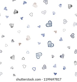 Dark Blue, Yellow vector seamless background with hearts. Blurred decorative design in doodle style with hearts. Template for Valentine's greeting postcards.