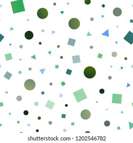 Dark Blue, Yellow vector seamless texture in poly style with circles, cubes. Abstract illustration with colorful dots, lines, cubes. Design for textile, fabric, wallpapers.