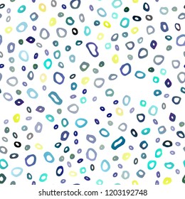 Dark Blue, Yellow vector seamless texture with disks. Abstract illustration with colored bubbles in nature style. Pattern for trendy fabric, wallpapers.