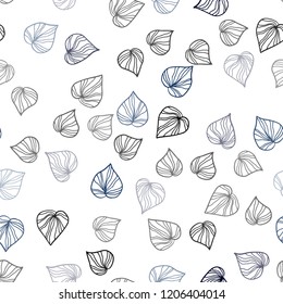 Dark Blue, Yellow vector seamless elegant background with leaves. Brand new colored illustration in blurry style with leaves. Pattern for design of fabric, wallpapers.