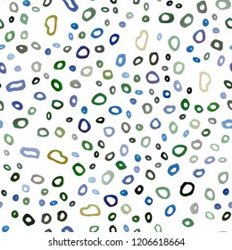 Dark Blue, Yellow vector seamless backdrop with dots, spots. Modern abstract illustration with colorful water drops. Design for textile, fabric, wallpapers.