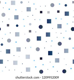 Dark Blue, Yellow vector seamless layout with circle spots, cubes. Colorful gradient with circles, rectangles on abstract backdrop. Template for business cards, websites.