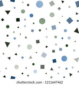 Dark Blue, Yellow vector seamless background with triangles, circles, cubes. Glitter abstract illustration with spheres, squares, lines. Trendy design for wallpaper, fabric makers.