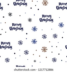 Dark Blue, Yellow vector seamless layout with bright snowflakes. Shining colorful illustration with snow in christmas style. Template for business cards, websites.