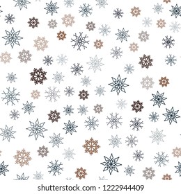 Dark Blue, Yellow vector seamless pattern with christmas snowflakes. Shining colored illustration with snow in christmas style. Template for business cards, websites.