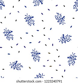 Dark Blue, Yellow vector seamless abstract background with leaves, branches. Doodle illustration of leaves and branches in Origami style. Design for wallpaper, fabric makers.