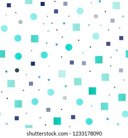 Dark Blue, Yellow vector seamless pattern with spheres, squares. Abstract backdrop with colorful circles, rectangles. Template for business cards, websites.