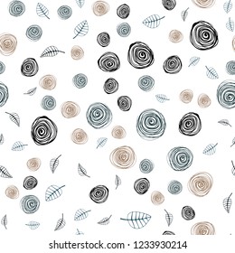 Dark Blue, Yellow vector seamless abstract pattern with leaves and flowers. Shining colored illustration with leaves and flowers. Design for textile, fabric, wallpapers.