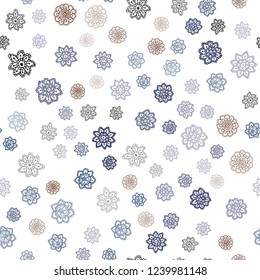 Dark Blue, Yellow vector seamless texture with colored snowflakes. Decorative shining illustration with snow on abstract template. Pattern for design of fabric, wallpapers.