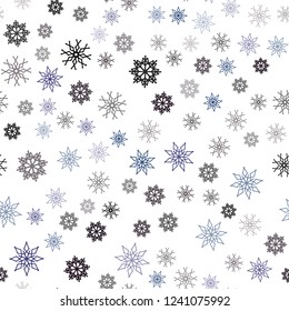 Dark Blue, Yellow vector seamless texture with colored snowflakes. Modern geometrical abstract illustration with crystals of ice. Trendy design for wallpaper, fabric makers.