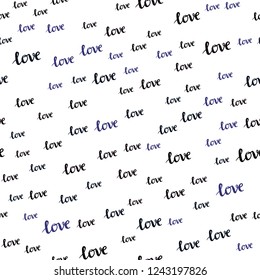 Dark Blue, Yellow vector seamless pattern with phrase LOVE YOU. Decorative illustration with words of love in abstract style. Design for wallpaper, fabric makers.