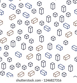 Dark Blue, Yellow vector seamless, isometric texture in rectangular style. Glitter abstract illustration with rectangular shapes. Design for textile, fabric, wallpapers.