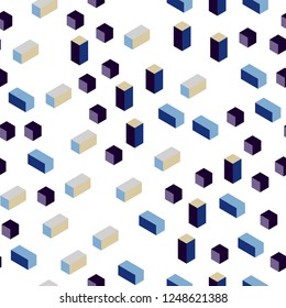 Dark Blue, Yellow vector seamless, isometric texture in rectangular style. Beautiful illustration with rectangles and squares. Design for wallpaper, fabric makers.