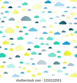 Dark Blue, Yellow vector seamless texture with cloudy sky. Illustration with abstract gradient clouds. Trendy design for wallpaper, fabric makers.