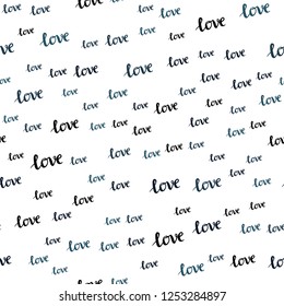 Dark Blue, Yellow vector seamless background with words of love. Phrase LOVE YOU with colorful gradient in abstract style. Template for business cards, websites.