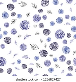 Dark Blue, Yellow vector seamless abstract background with leaves and flowers. Glitter abstract illustration with leaves and flowers. Pattern for design of fabric, wallpapers.