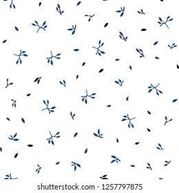 Dark Blue, Yellow vector seamless abstract backdrop with leaves. Colorful abstract illustration with leaves in doodle style. Design for textile, fabric, wallpapers.