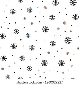 Dark Blue, Yellow vector seamless layout with bright snowflakes. Colorful decorative design in xmas style with snow. Pattern for design of fabric, wallpapers.
