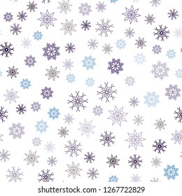 Dark Blue, Yellow vector seamless cover with beautiful snowflakes. Glitter abstract illustration with crystals of ice. Template for business cards, websites.
