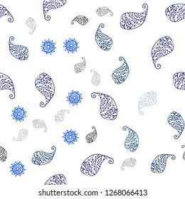 Dark Blue, Yellow vector seamless natural pattern with leaves and flowers. Colorful illustration in doodle style with leaves, flowers. Design for textile, fabric, wallpapers.