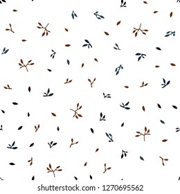Dark Blue, Yellow vector seamless doodle texture with leaves. leaves on blurred abstract background with gradient. Pattern for design of window blinds, curtains.