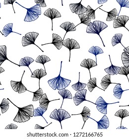 Dark Blue, Yellow vector seamless natural artwork with leaves. Sketchy doodles with leaves on blurred background. Design for wallpaper, fabric makers.