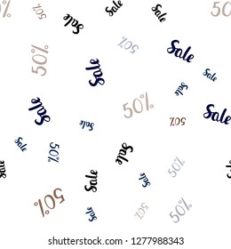 Dark Blue, Yellow vector seamless background with 50 % signs of sales. Shining colorful illustration with isolated selling prices. Pattern for ads, posters, banners of sales.