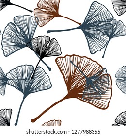 Dark Blue, Yellow vector seamless natural backdrop with leaves. A vague abstract illustration with leaves in doodles style. Texture for window blinds, curtains.