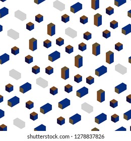 Dark Blue, Yellow vector seamless, isometric background with rectangles. Rectangles on abstract background with colorful gradient. Texture for window blinds, curtains.