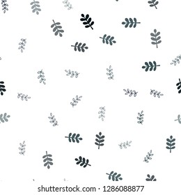 Dark Blue, Yellow vector seamless doodle pattern with leaves. Sketchy doodles with leaves on blurred background. Design for wallpaper, fabric makers.
