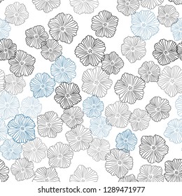 Dark Blue, Yellow vector seamless elegant template with flowers. Decorative design of flowers on white background. Pattern for trendy fabric, wallpapers.