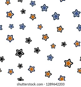 Dark Blue, Yellow vector seamless layout with bright stars. Stars on blurred abstract background with gradient. Design for textile, fabric, wallpapers.