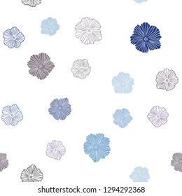 Dark Blue, Yellow vector seamless abstract pattern with flowers. Brand new colored illustration with flowers. Texture for window blinds, curtains.