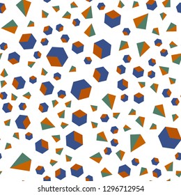 Dark Blue, Yellow vector seamless, isometric pattern with polygonal style with cubes. Glitter abstract illustration with squares, lines. Pattern for trendy fabric, wallpapers.