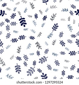 Dark Blue, Yellow vector seamless doodle texture with leaves, branches. Colorful abstract illustration with leaves in doodle style. Pattern for design of fabric, wallpapers.