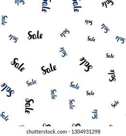 Dark Blue, Yellow vector seamless pattern with sale signs. Colored words of sales with gradient on white background. Design for business ads, commercials.