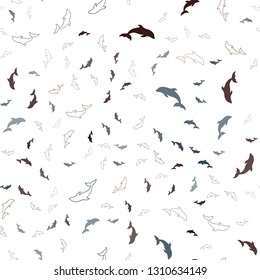 Dark Blue, Yellow vector seamless texture with dolphins. Shining illustration of colorful gradient sea dolphins. Pattern for marine leaflets.